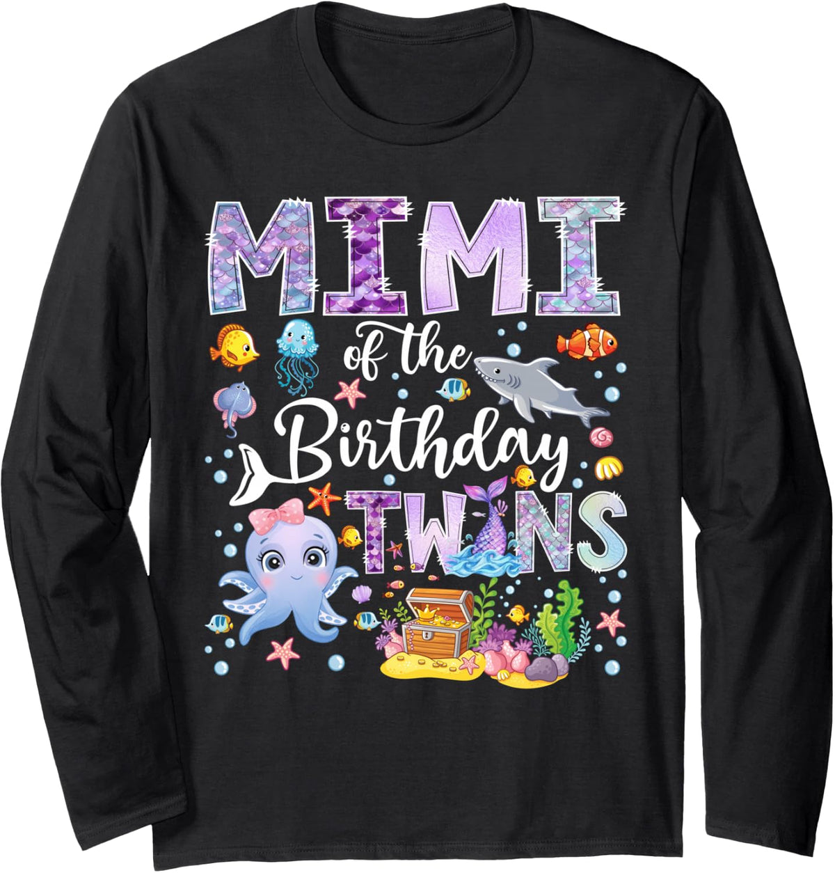 Mimi of The Birthday Twins Under The Sea Mermaid Long Sleeve T-Shirt - Adult Unisex Black