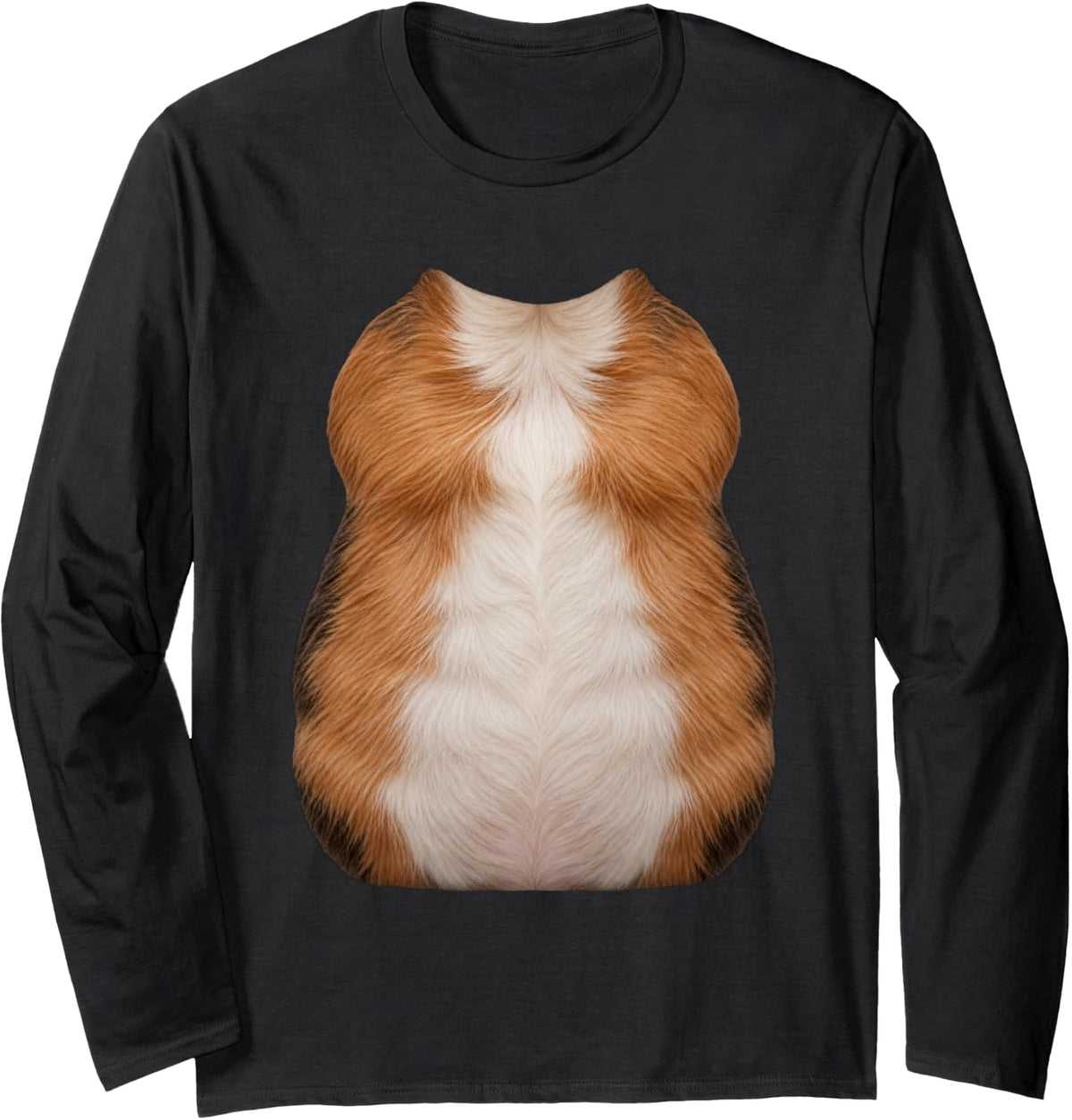 Guinea Pig Belly Costume Realistic Furry Guinea Pig Body Long Sleeve T-Shirt - Adult Unisex Black
