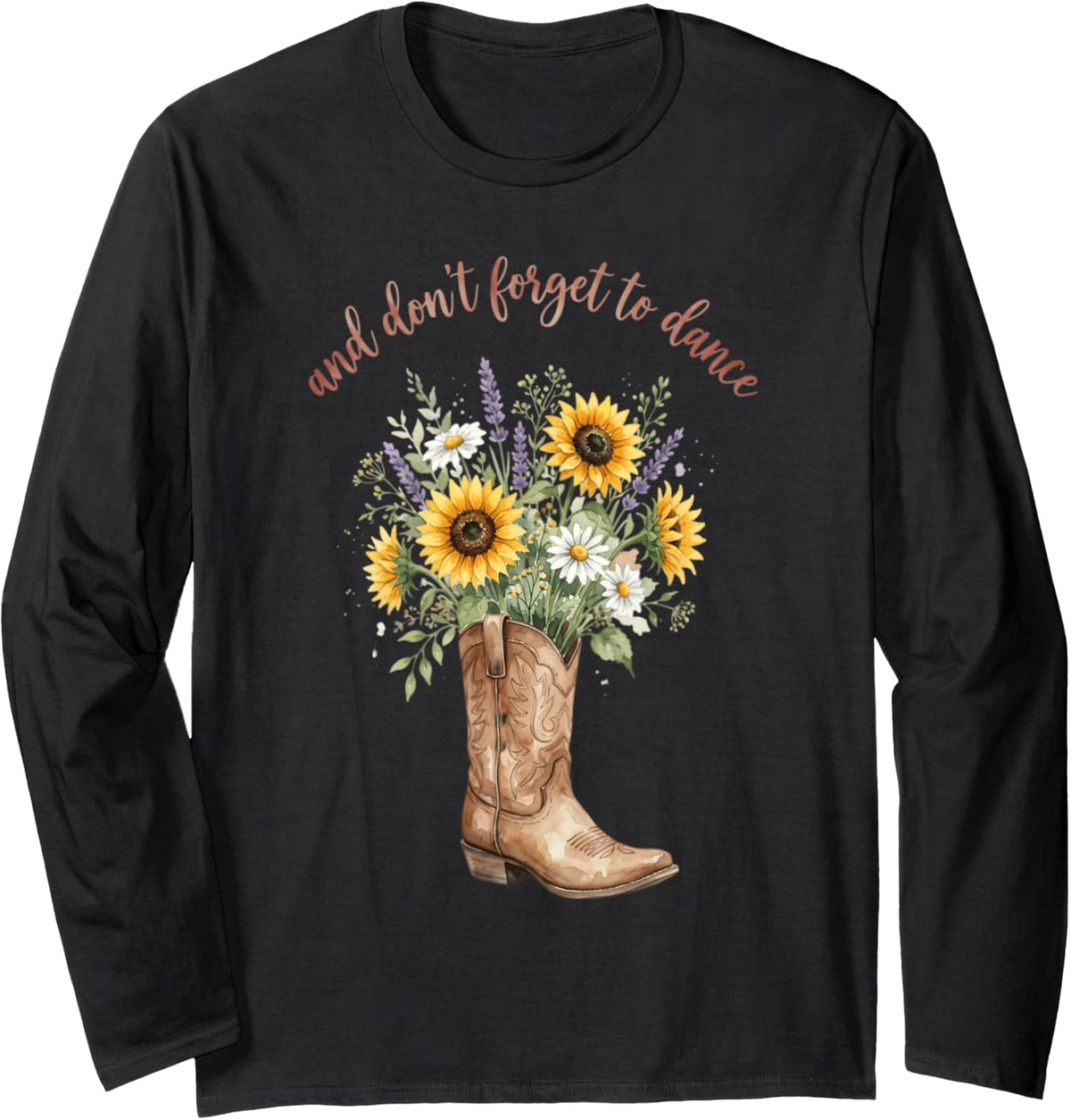 Line Dance Wildflowers Line Dancing Line Dancer Long Sleeve T-Shirt - Adult Unisex Black