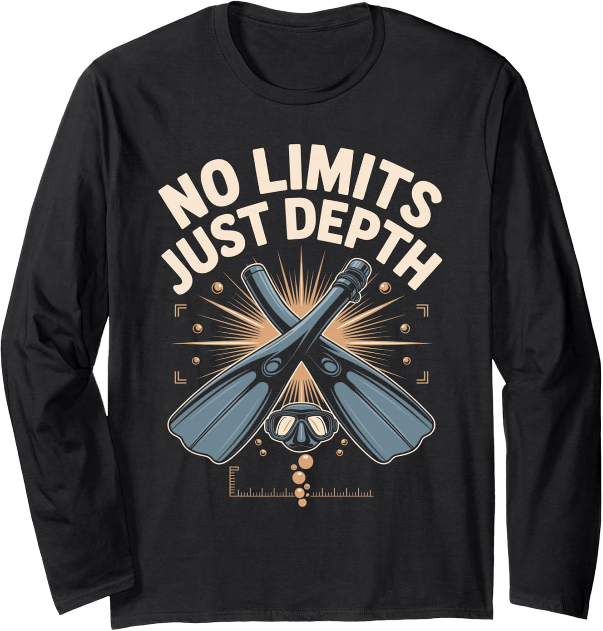 No Limits Just Depth Freediving Freediver Long Sleeve T-Shirt - Adult Unisex Black
