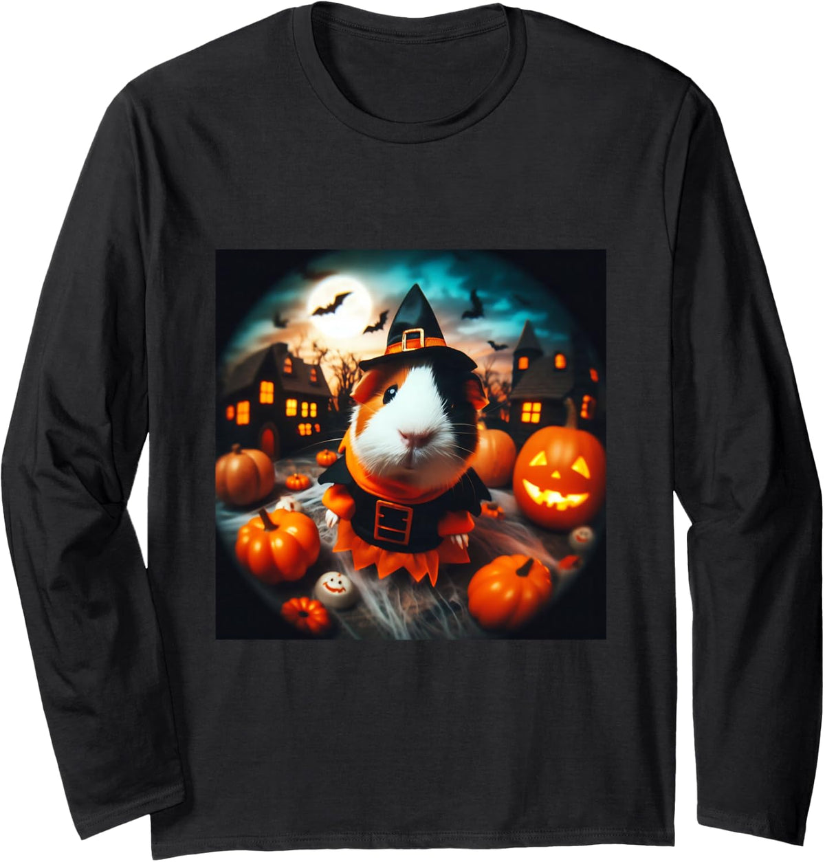 Guinea Pig Cute Halloween Men Women Boys Kids Costume Idea Long Sleeve T-Shirt - Adult Unisex Black