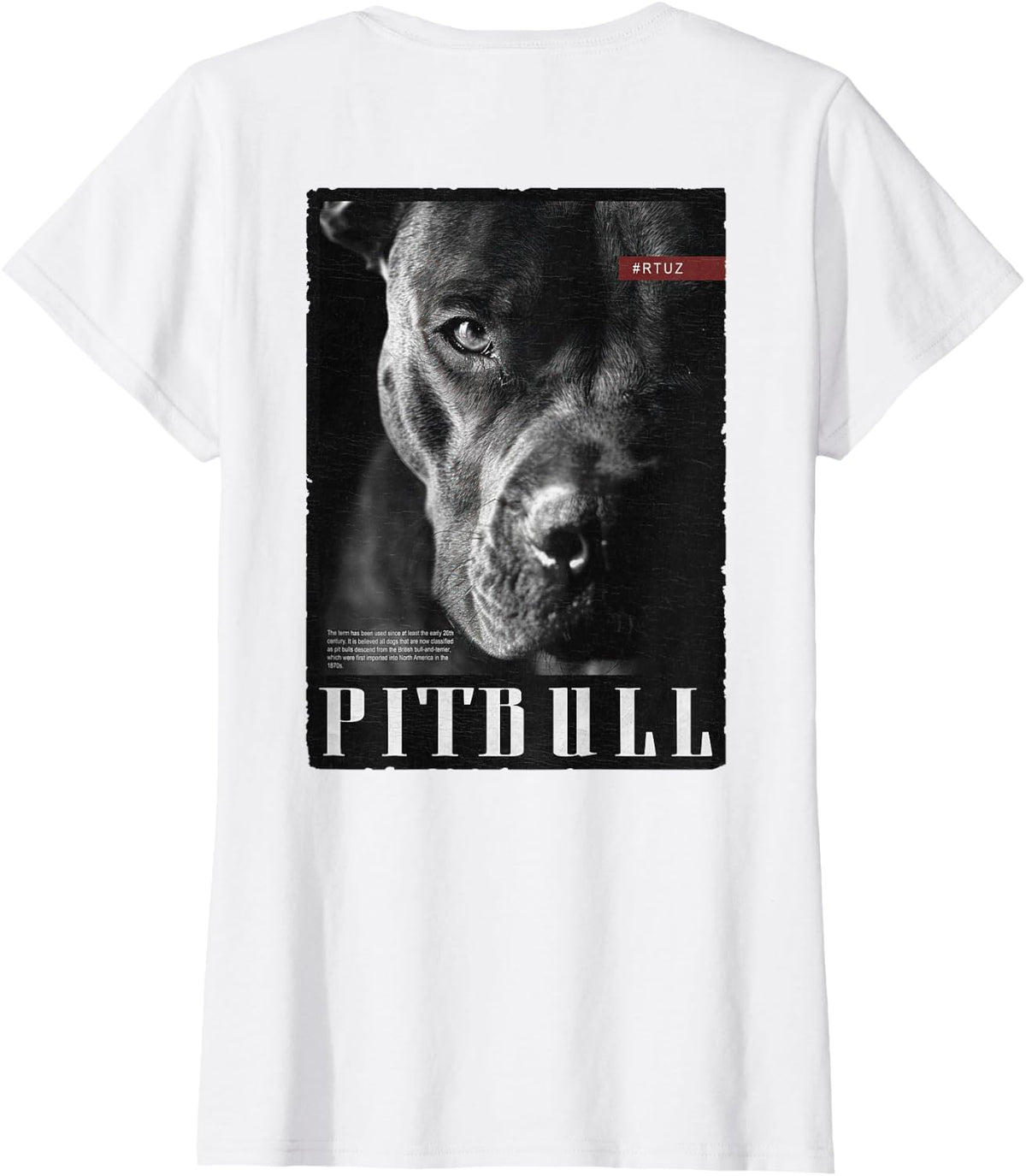 Wild Dog Pit Bull Terrier Portrait Bulldog Backprint Pitbull T-Shirt - White