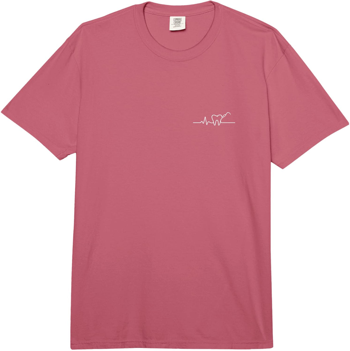 Dental Hygienist Heartbeat Minimalist Dental Design Comfort Colors Adult Heavyweight T-Shirt - Adult Unisex Raspberry Red
