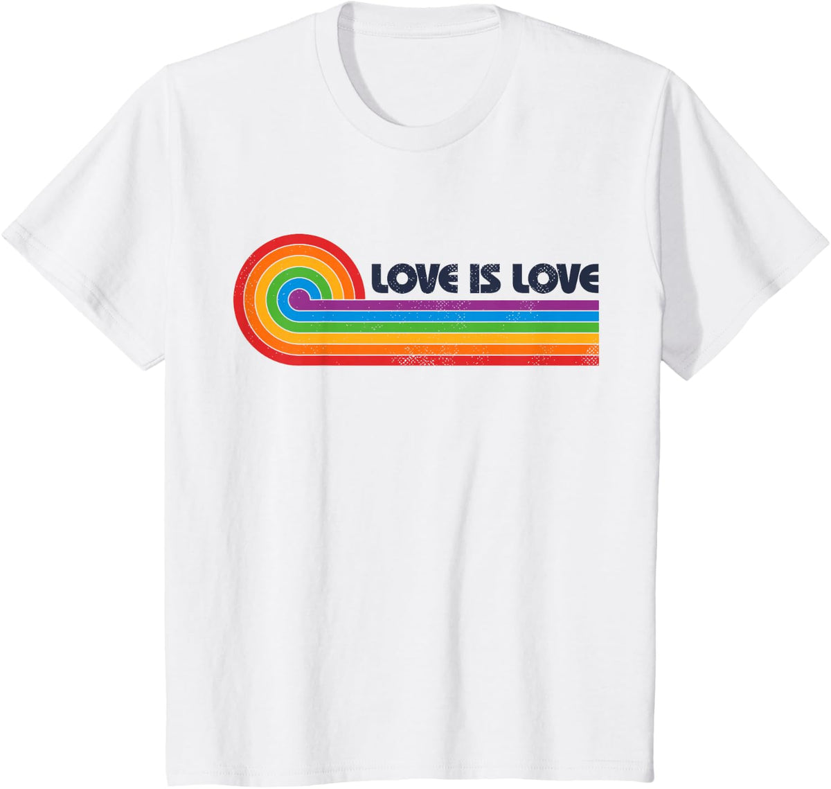 LGBTQ Love is Love Gay Pride LGBT Ally Rainbow Flag Vintage T-Shirt - White