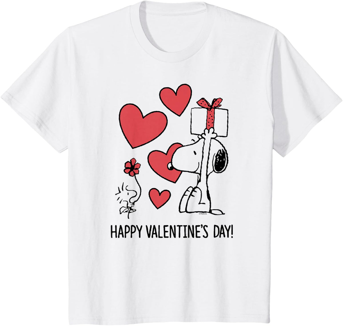 Peanuts - Snoopy And Woodstock Happy Valentines Day Hearts T-Shirt - White