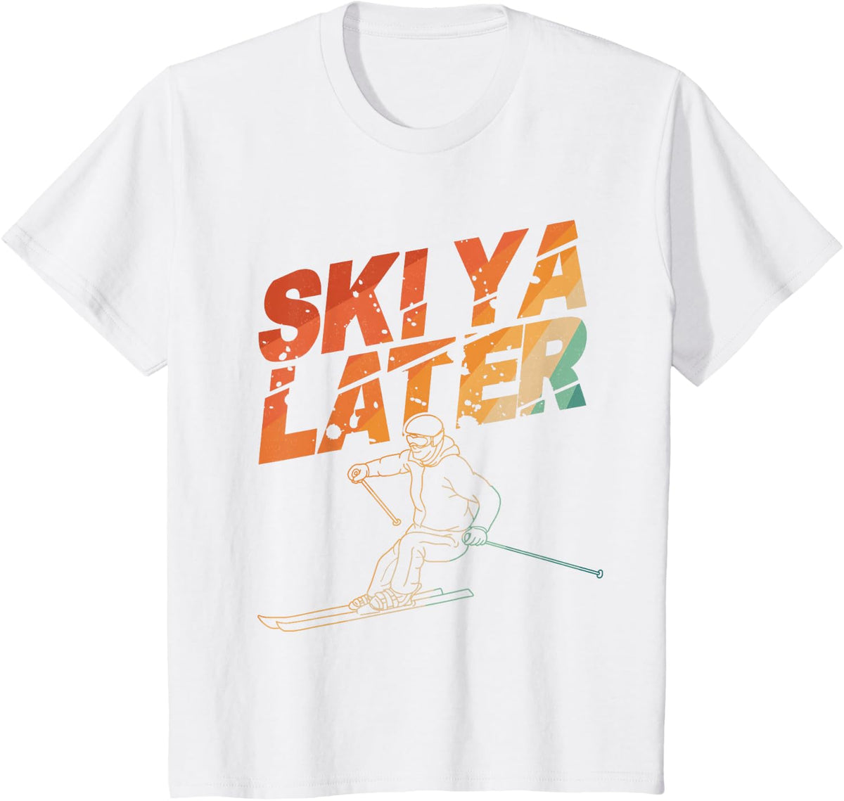 Ski Art For Men Women Snowboard Skiing Winter Snow Skiers T-Shirt - White