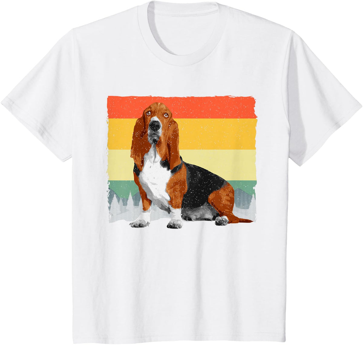 Retro Basset Hound Art For Men Women Kids Basset Hound Lover T-Shirt - White
