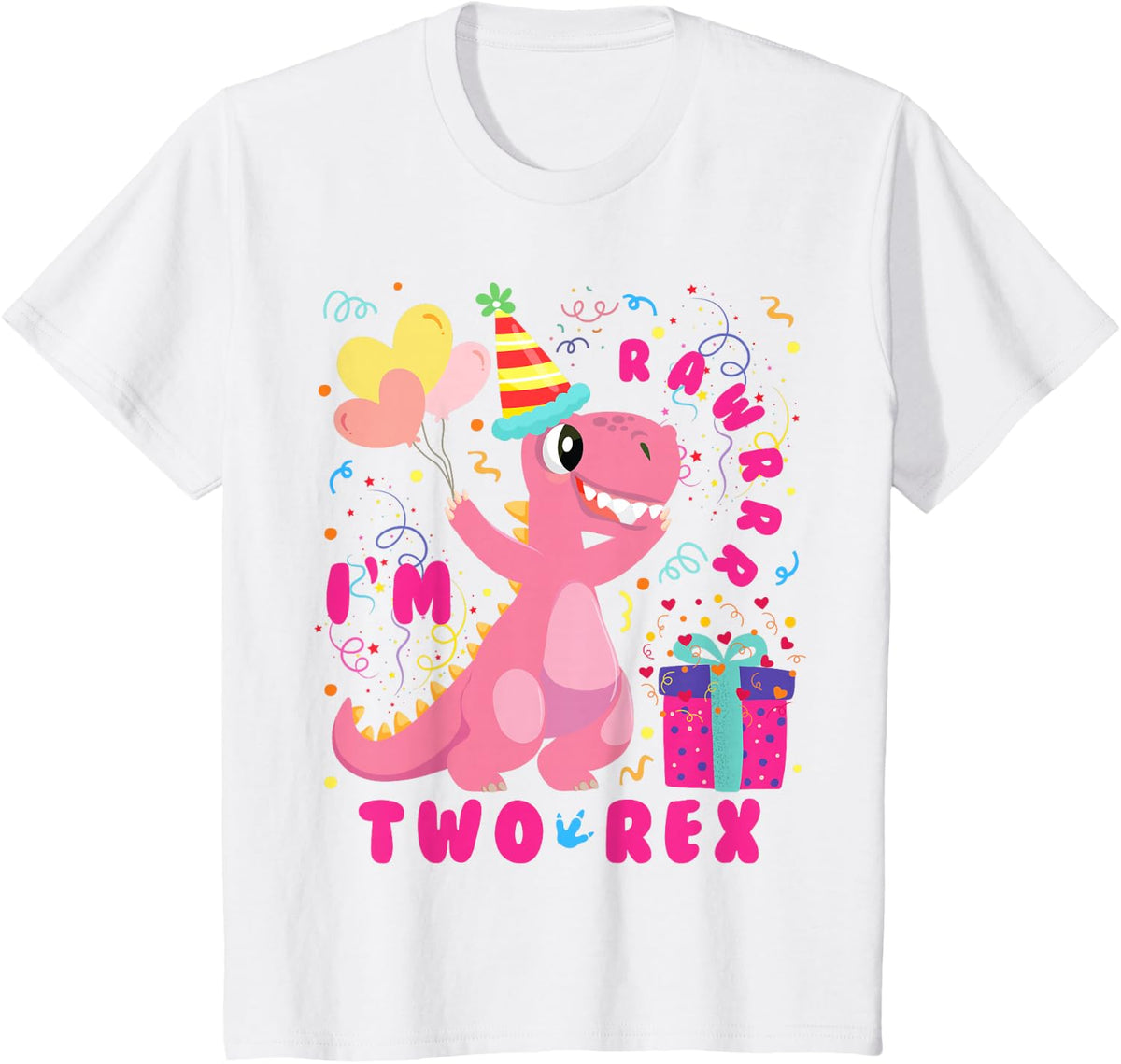 Girl 2nd Birthday Two Rex Second 2 Year Old Dinosaur Match T-Shirt - White