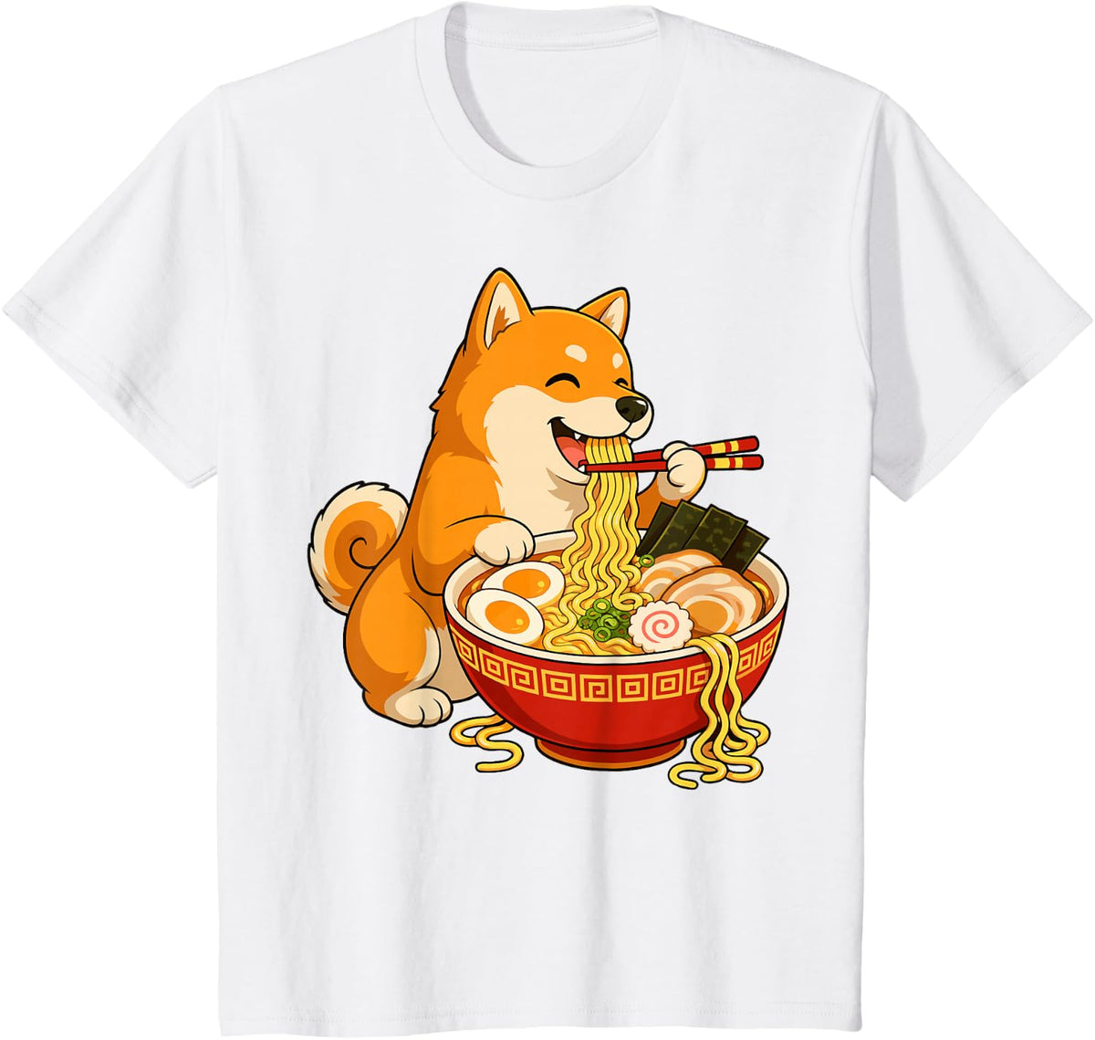 Cute Ramen Lover Corgi Japanese Noodles T-Shirt - White
