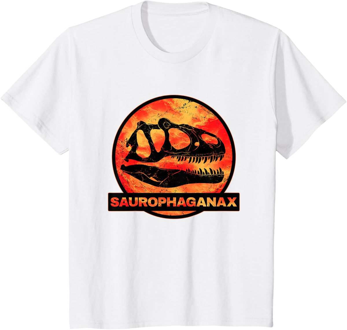 Saurophaganax Fossil Skull, Dinosaur T-Shirt - White