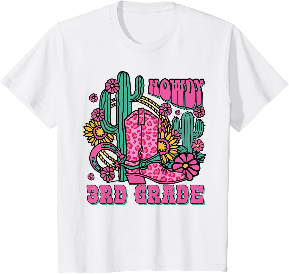 Howdy 3rd Grade Western Third Grade Teacher Cowboy Cowgirl T-Shirt - White