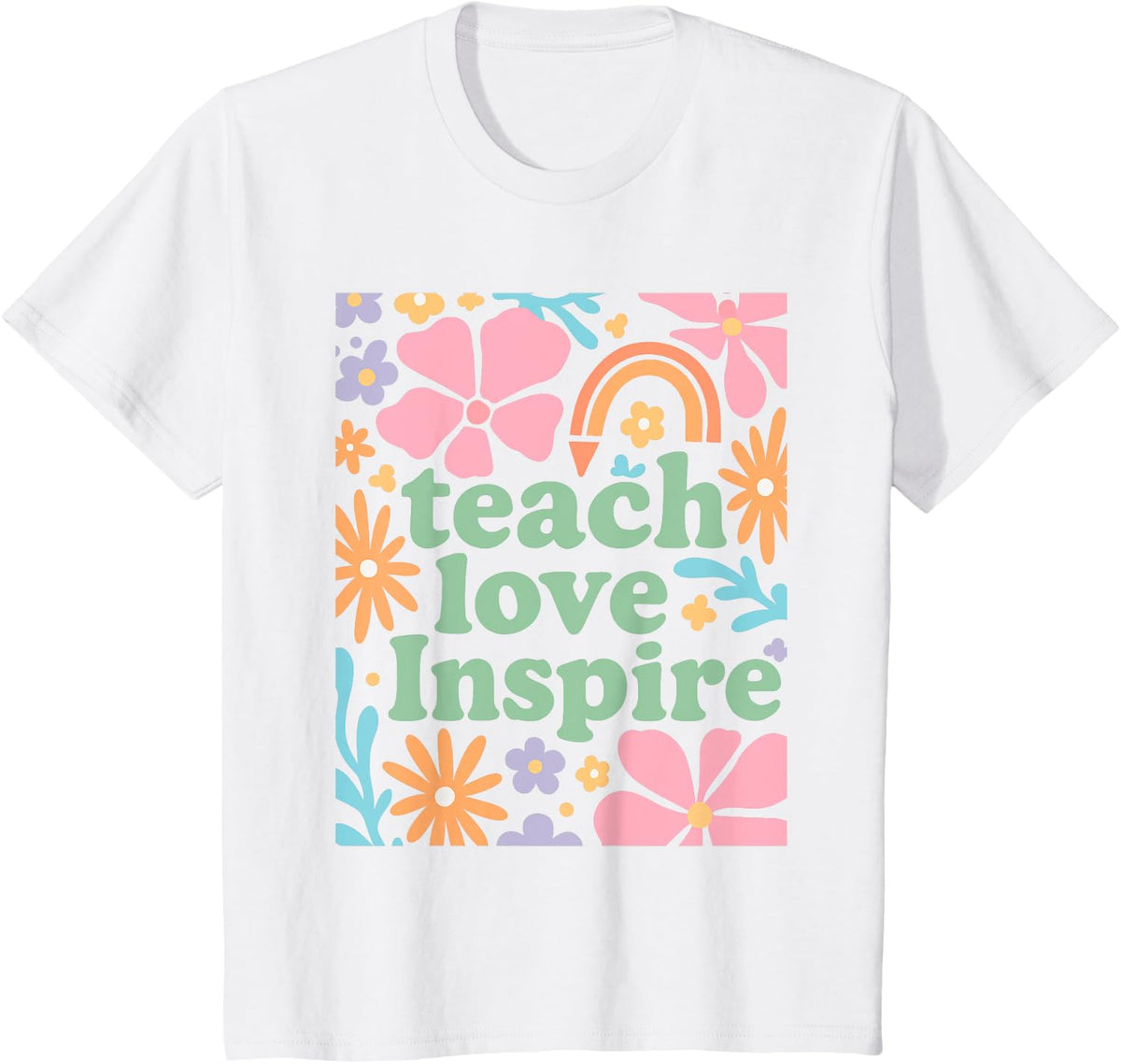 Boho Back to School Teacher Appreciation Flower Teacher T-Shirt Tee - White