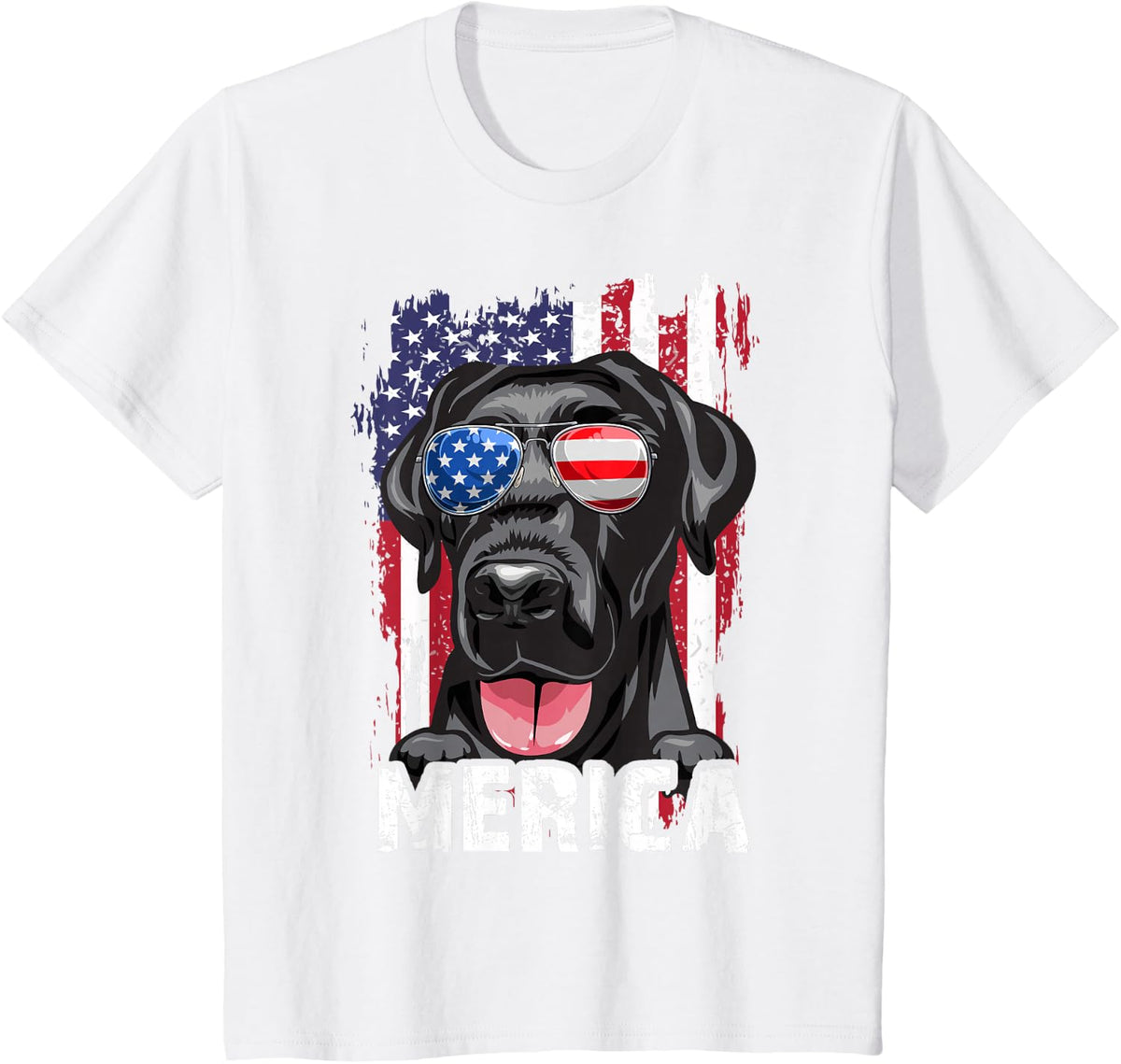 Merica Labrador Retriever American Flag 4th of July Tee Shirt USA Lab Dog T-Shirt - White