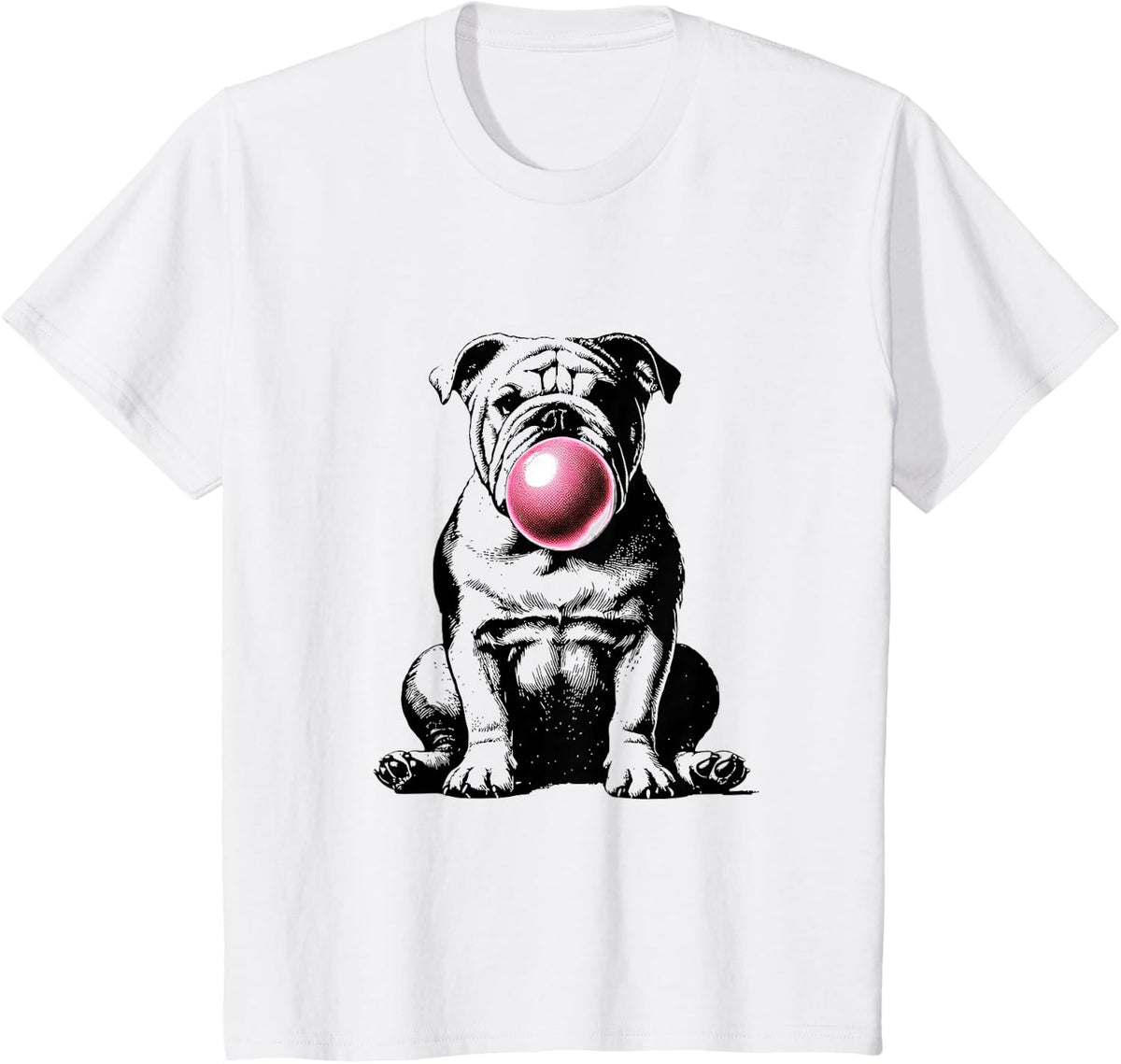 English Bulldog Bubble Gum Vintage Funny Dog Mom Pet Dad T-Shirt - White