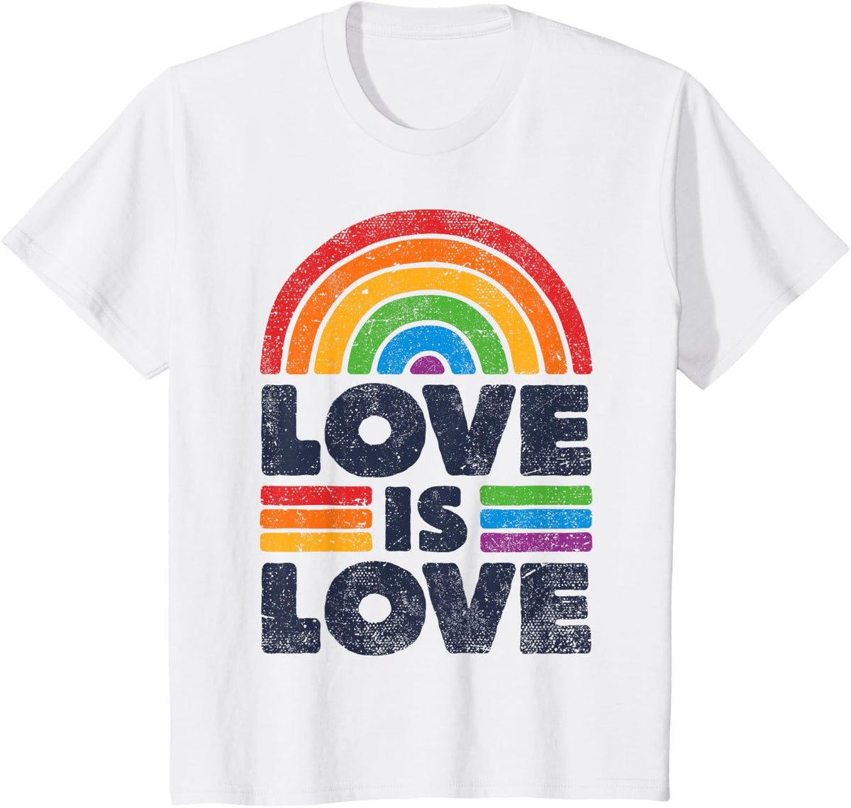 LGBTQ Love Is Love Gay Pride LGBT Ally Rainbow Flag Vintage T-Shirt - White