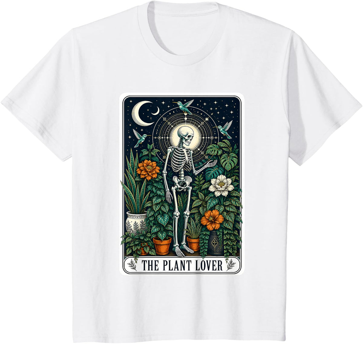 Spooky Season Shirt Plant Lover Tarot Card Halloween Skeleton Tees T-Shirts - White