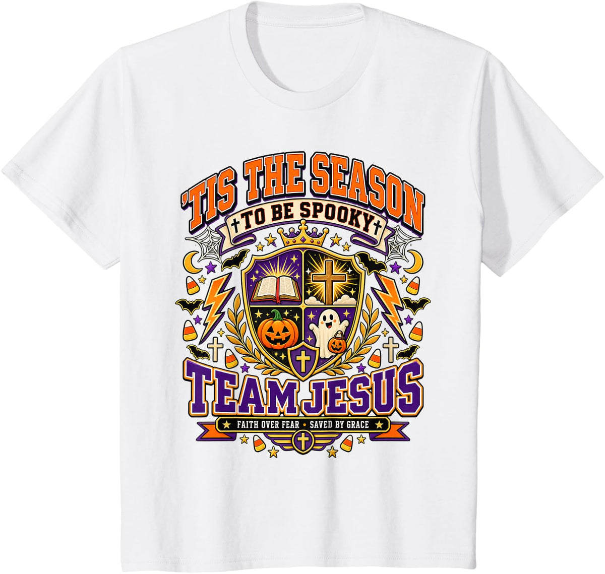 Tis The Season to Be Spooky Team Jesus Halloween Faith T-Shirt - White