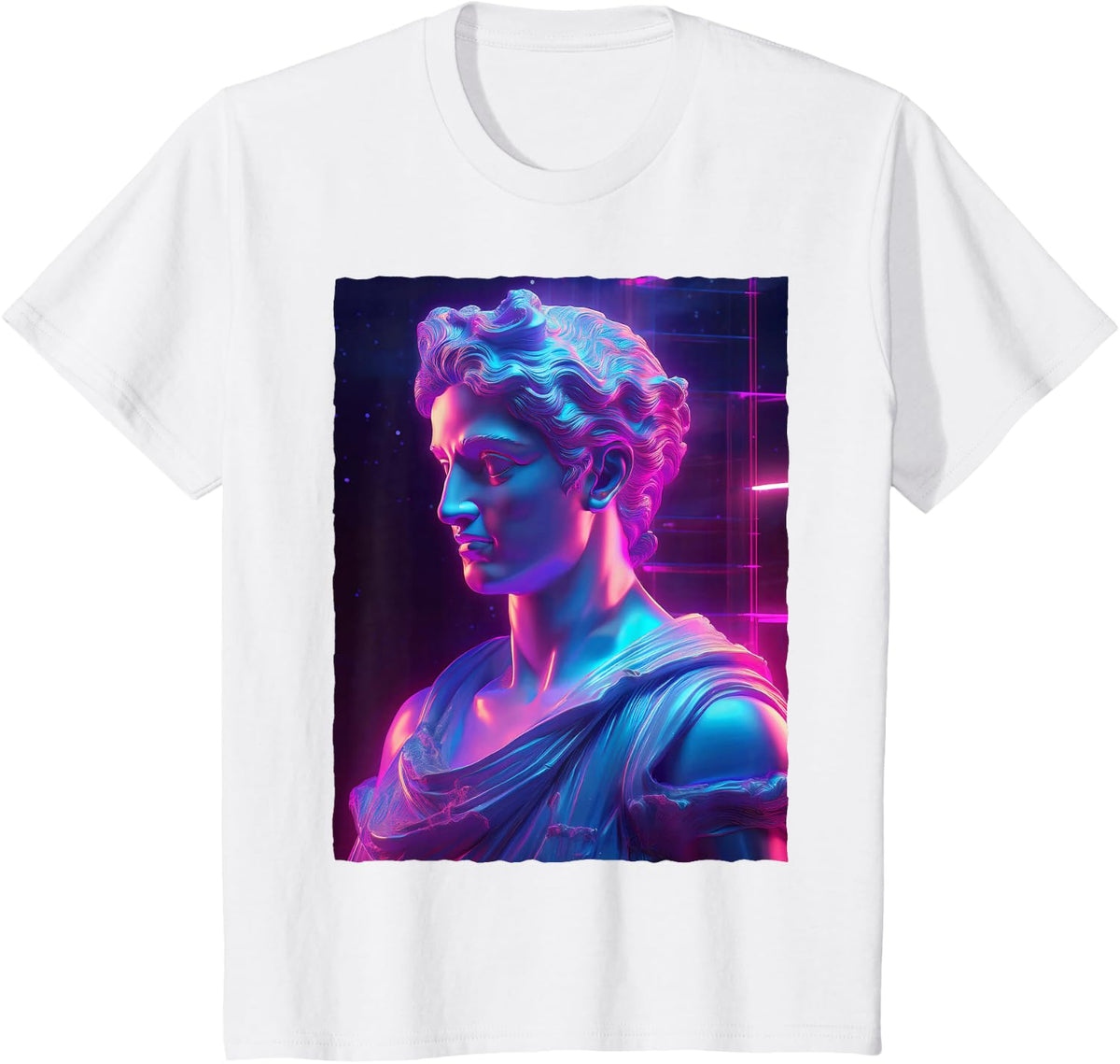 Vaporwave Aesthetic Greek Statue Synthwave 80s Retro T-Shirt Tee - White