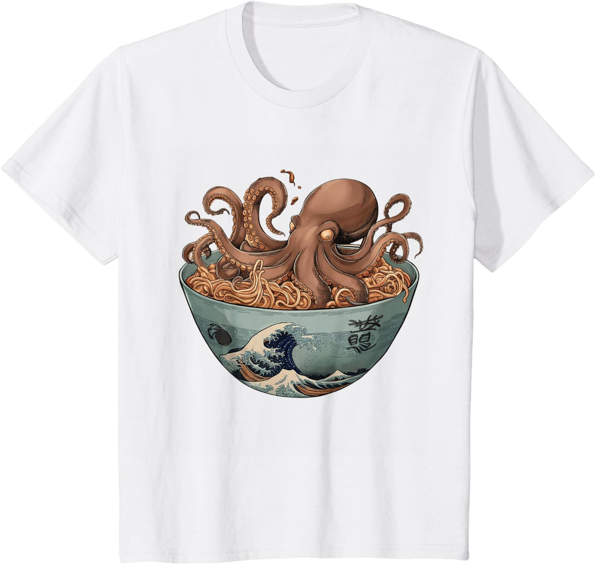 Octopus Artwork Co by MNI Unisex-Adults T-Shirt Black Short Sleeve Small Octopus Ramen Bowl Aesthetic Japanese Culture Tokyo