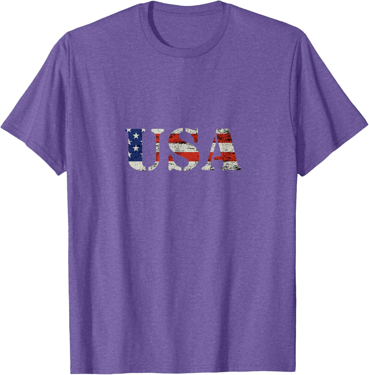USA American Flag Patriotic Women Men Kids Red White Blue T-Shirt - Purple Heather