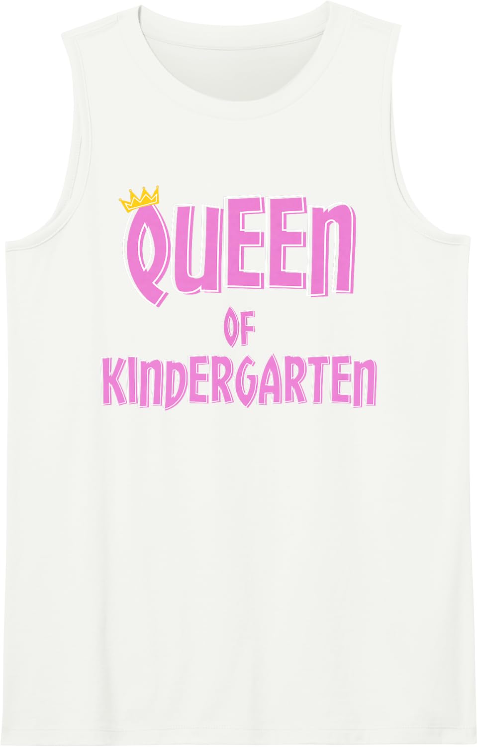 Queen of Kindergarten for School Days Crew Girl Teacher Sleeveless Tank Top - White