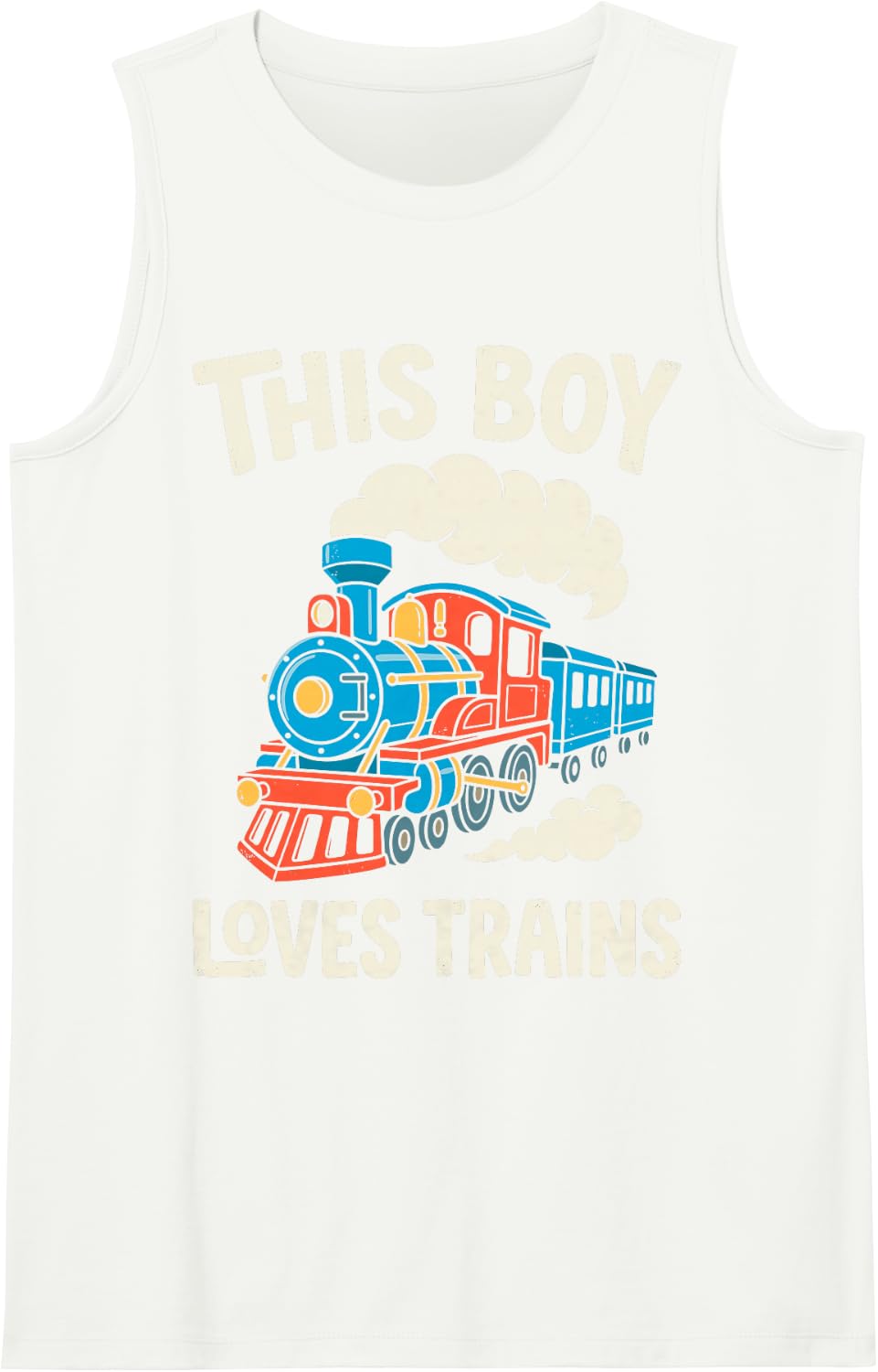 This Boy Loves Trains Lover Kid Railroad Railway Funny Tee Tank Top - White
