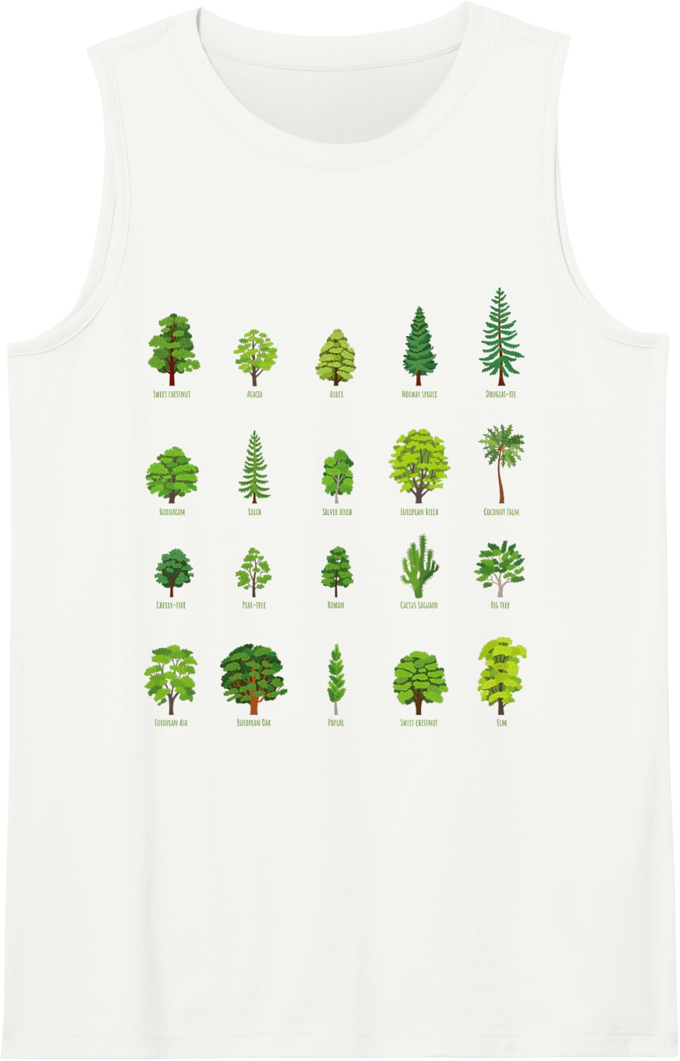 Educational Tree Identification Guide Forest Trees Species Sleeveless Tank Top - White