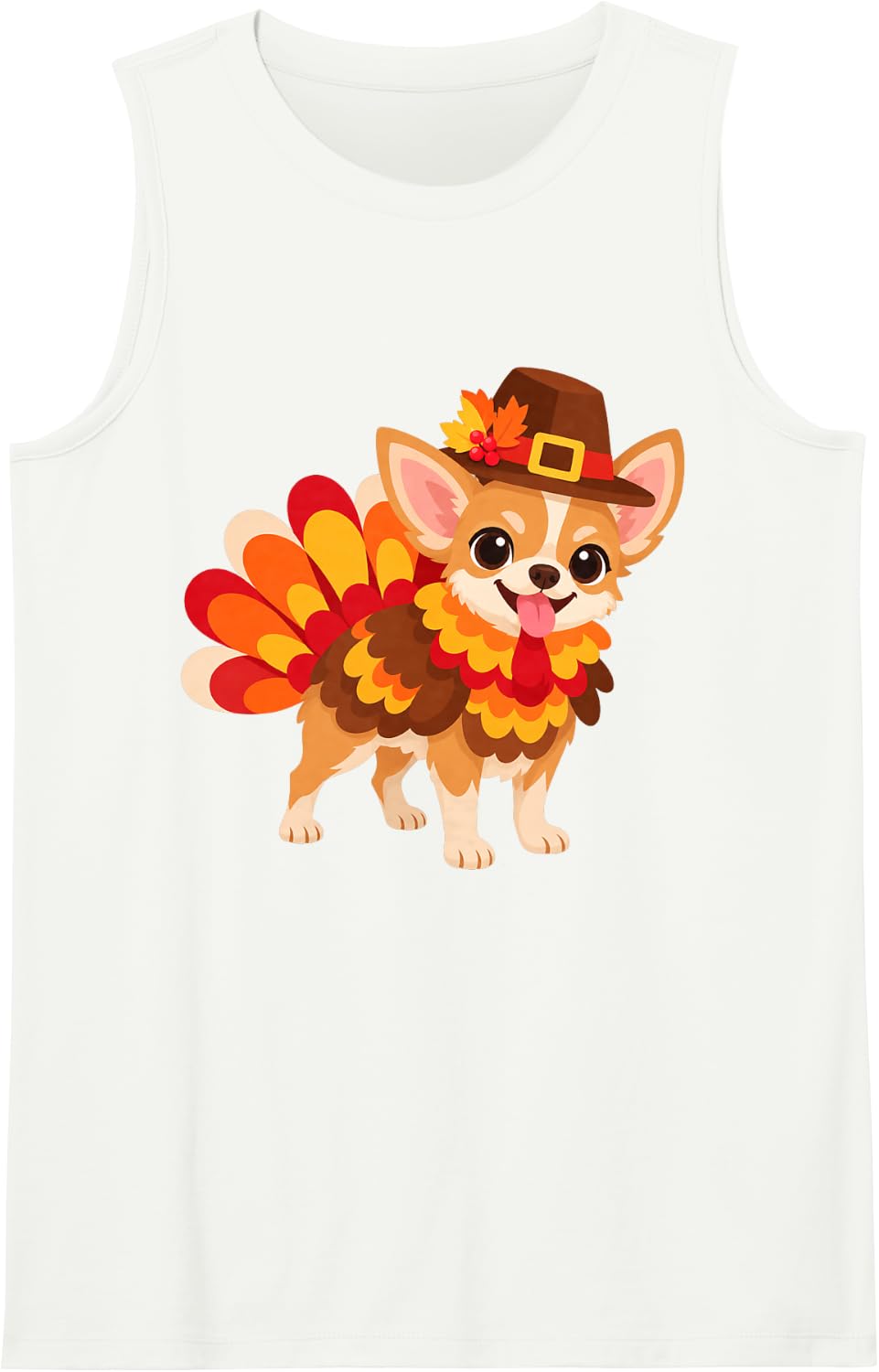 Funny Turkey Chihuahua Women Men Dog Lovers Thanksgiving Sleeveless Tank Top - White