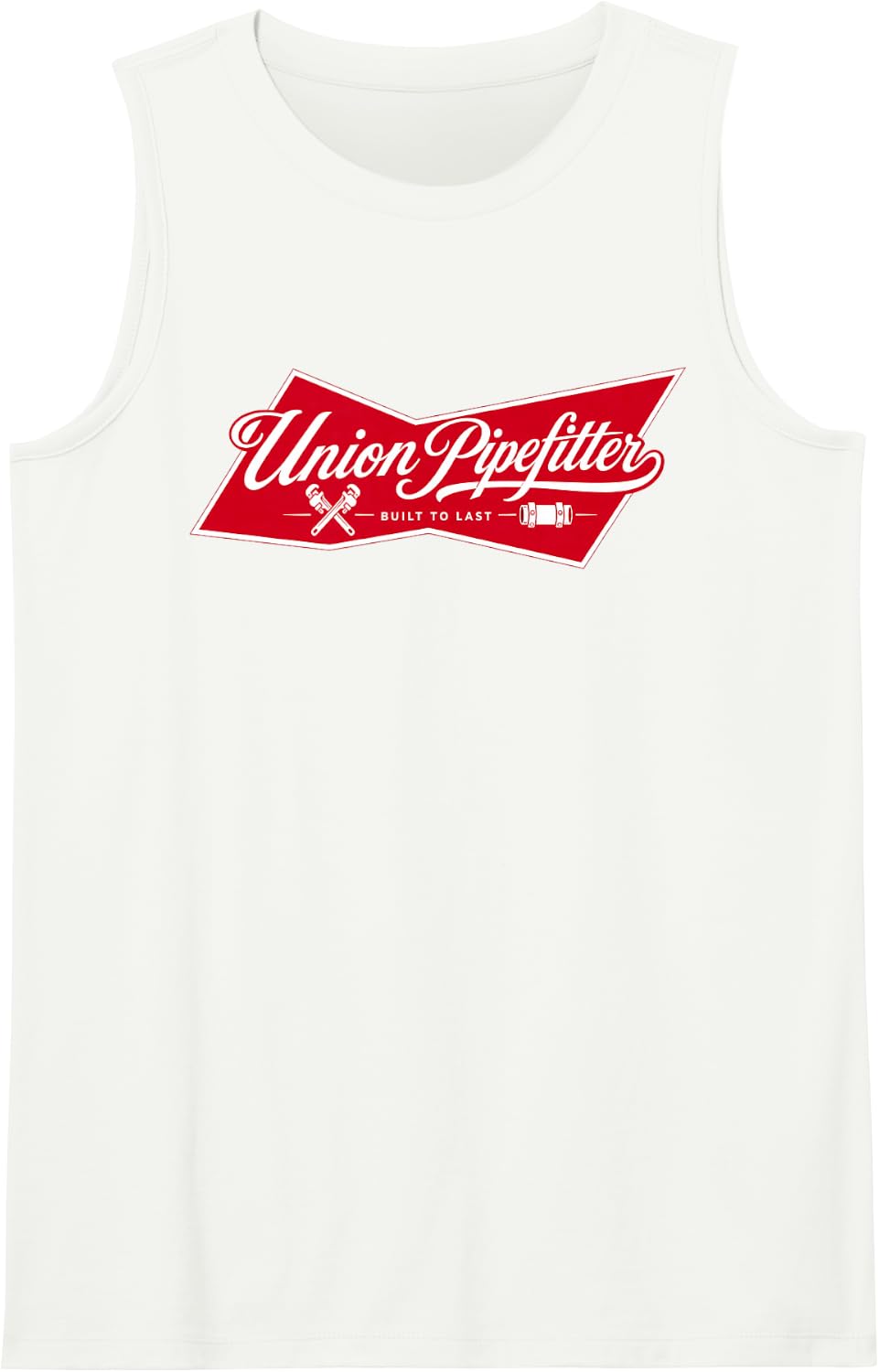 Union Pipefitter Built to Last Vintage Badge Sleeveless Tank Top - White