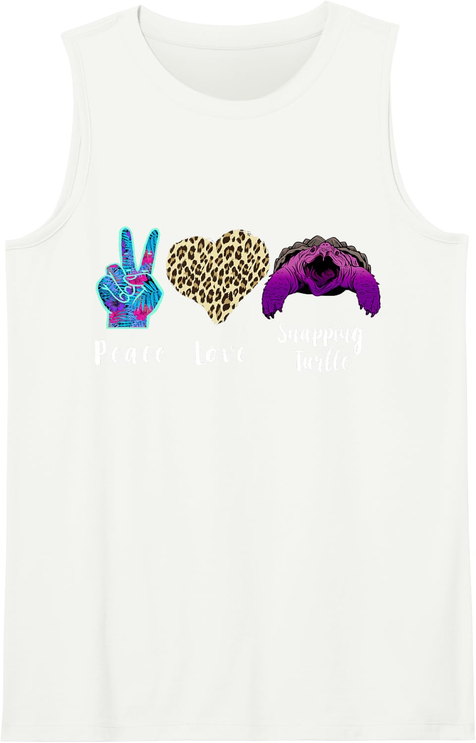 Snapping Turtle Leopard Love Peace Snapping Turtle Lover Sleeveless Tank Top - White