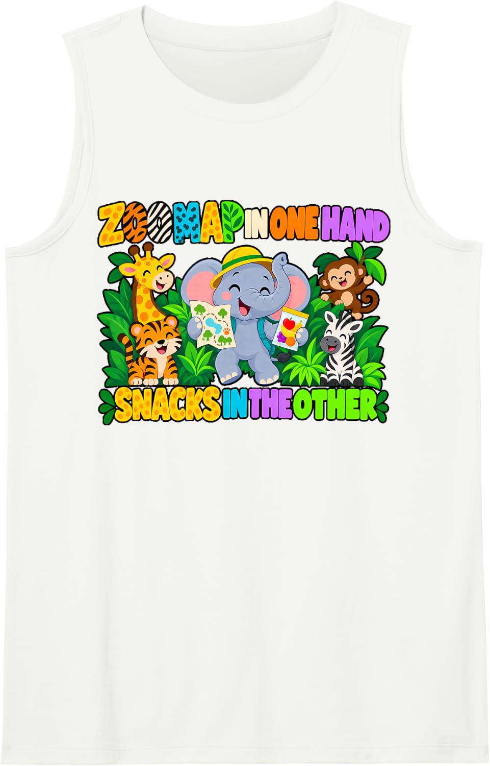 Zoo Map and Snacks Zoo Trip Jungle Animal Safari Zoo Day Sleeveless Tank Top - White