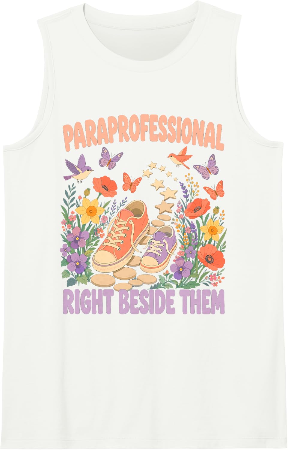 Paraprofessional Right Beside Them Sped para Sleeveless Tank Top - White