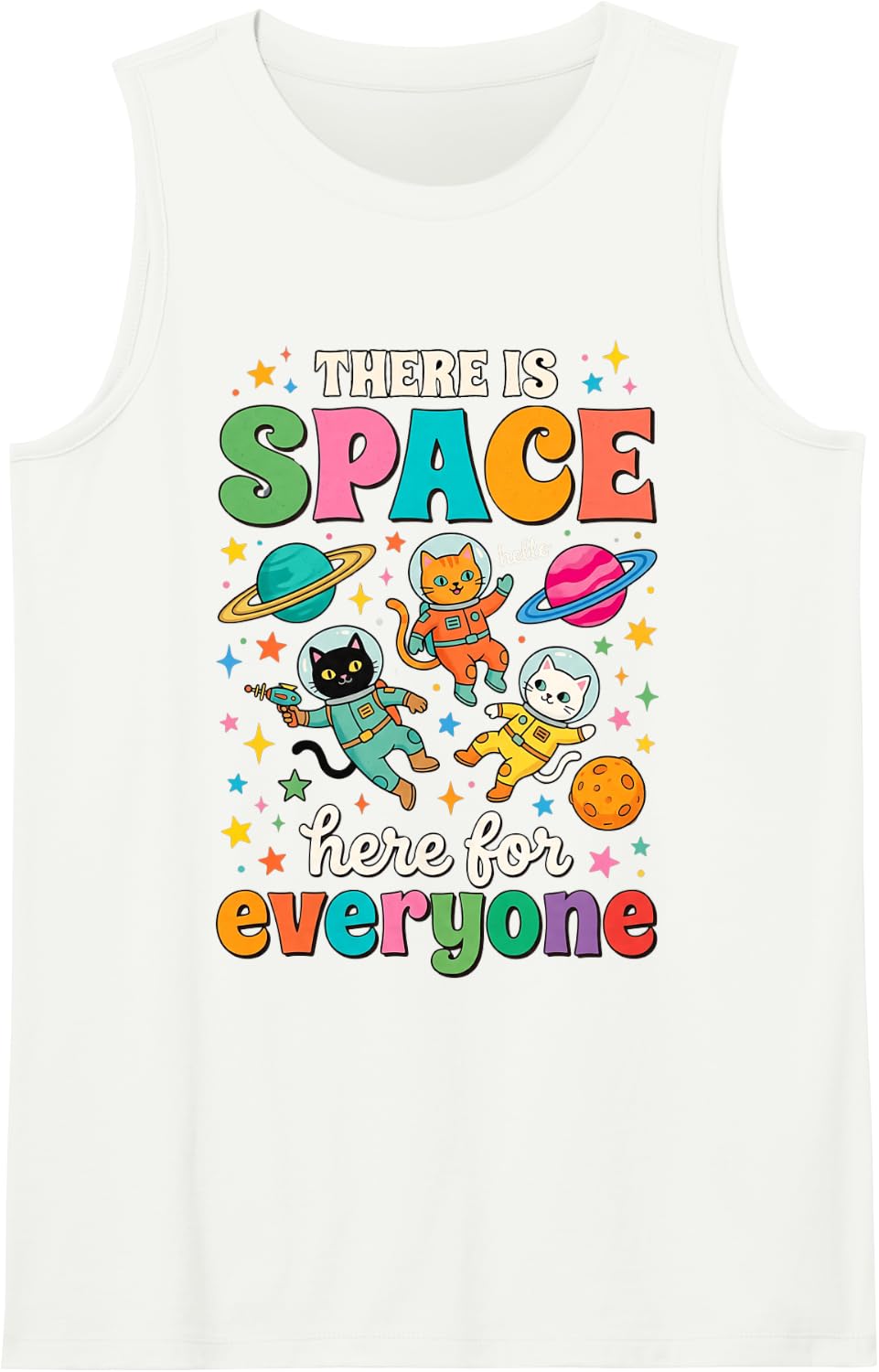 There is Space Here for Everyone Teachers Cats Sleeveless Tank Top - White
