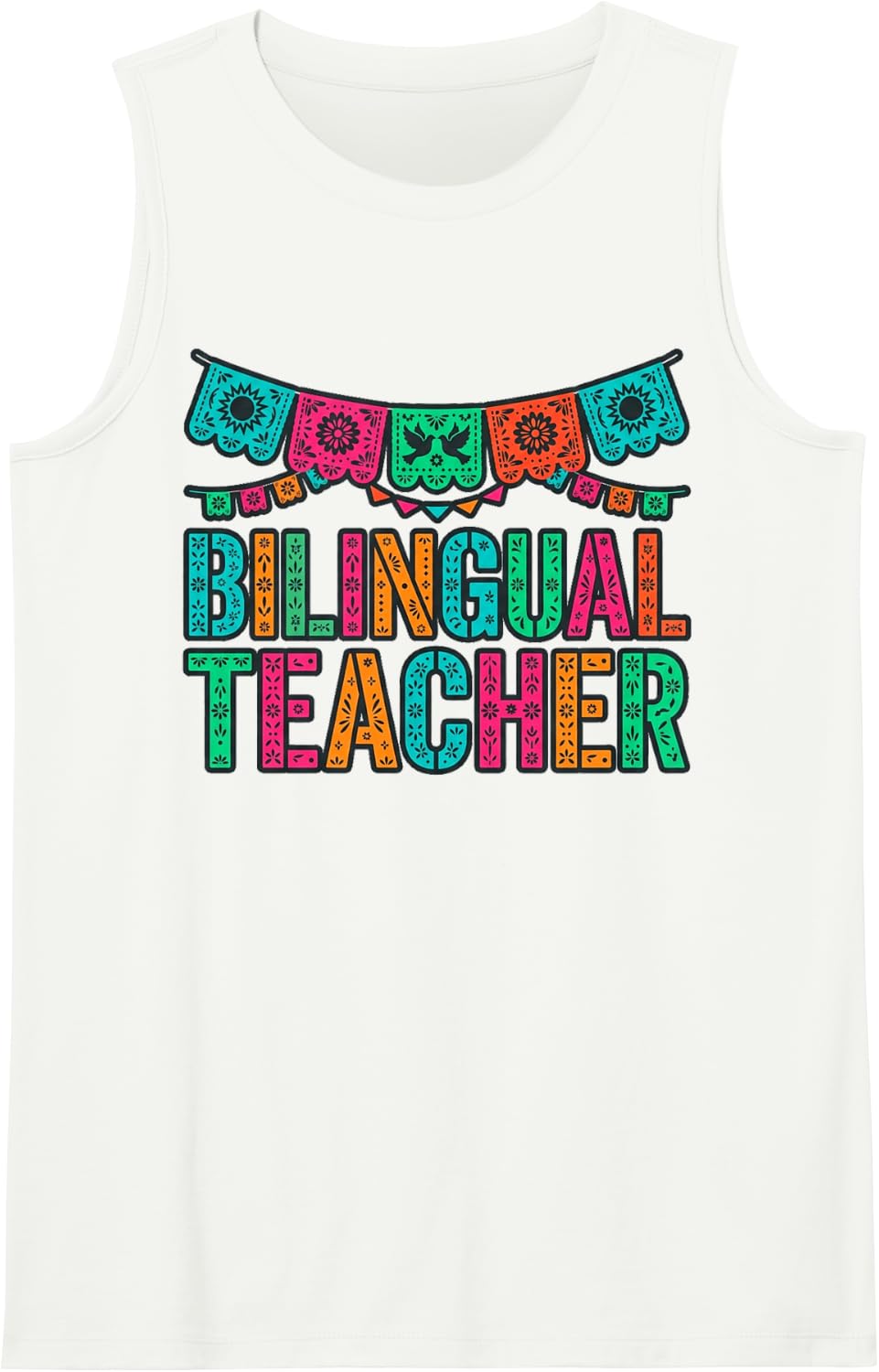 Bilingual Teacher Papel Picado Folk Art Educator Gift Sleeveless Tank Top - White