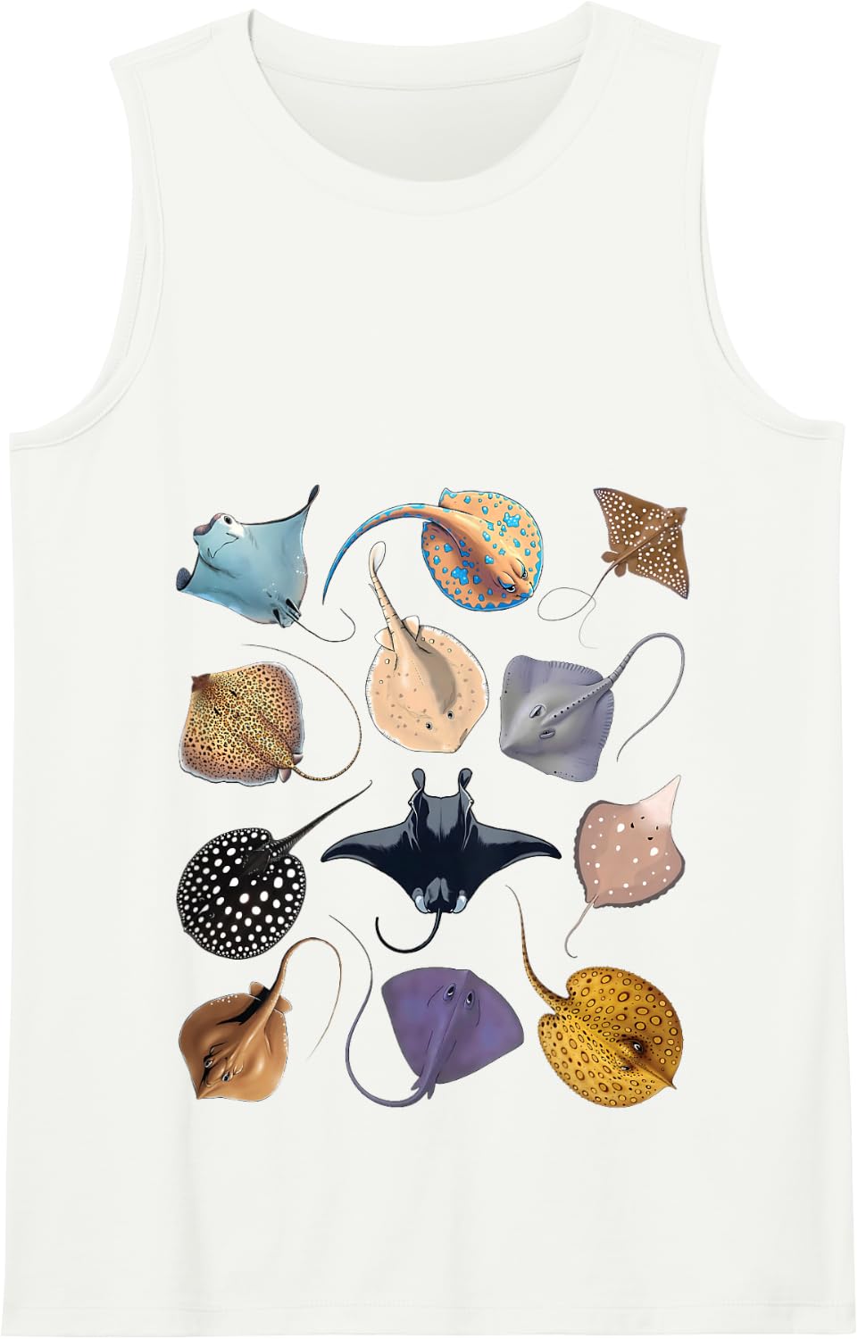 Types of Stingray Ocean Life Stingray Species Educational Tank Top - White