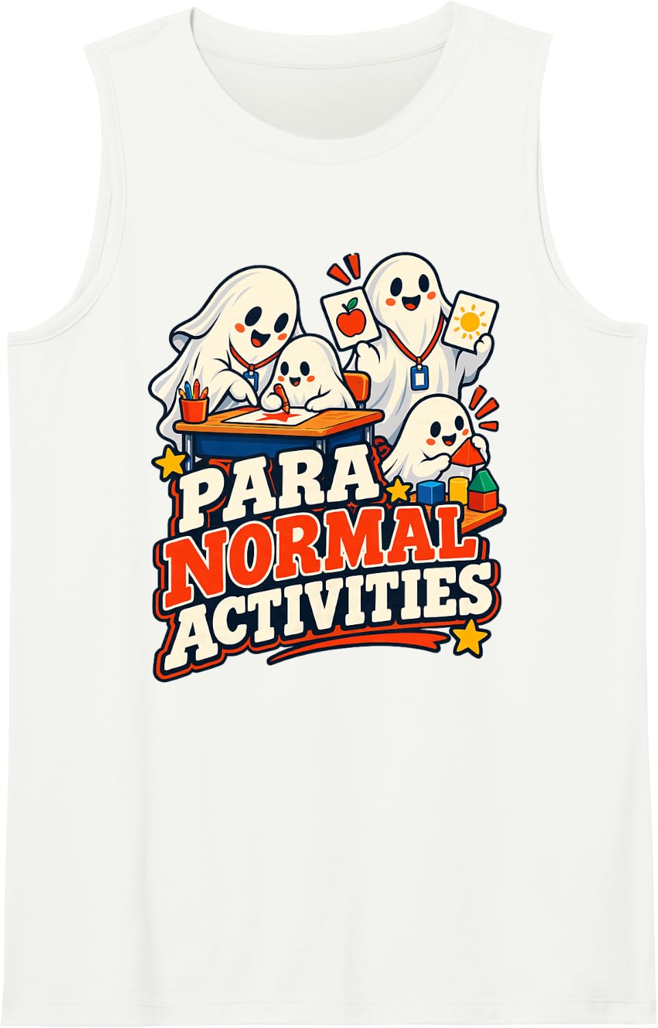 para Normal Activities Ghosts School Paraprofessional Sleeveless Tank Top - White