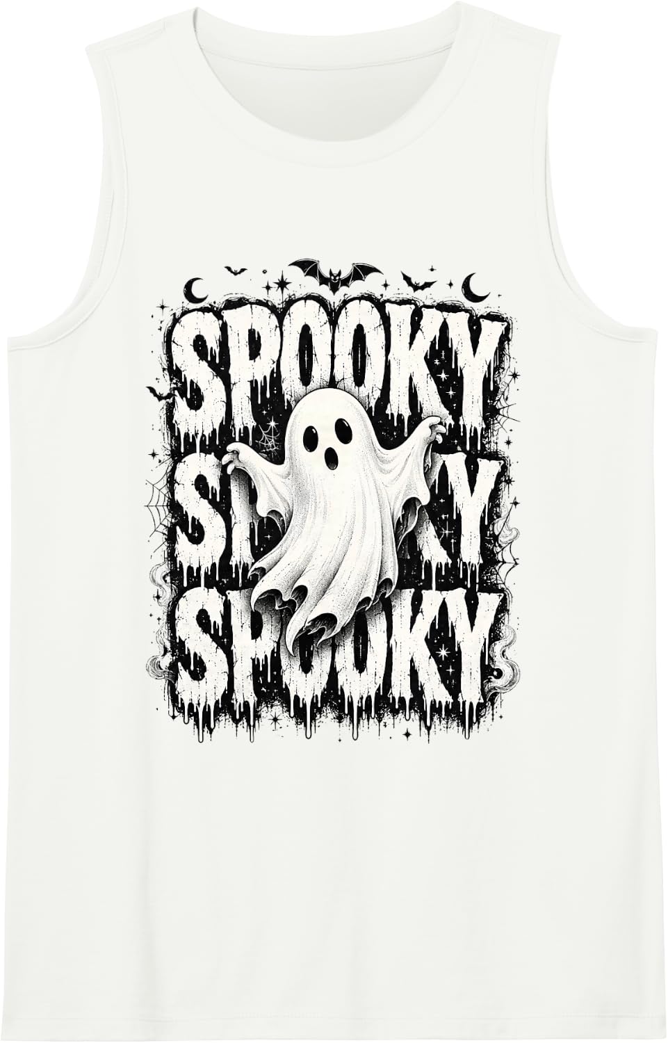 Cute Ghost Spooky Season Halloween Tank Top - White