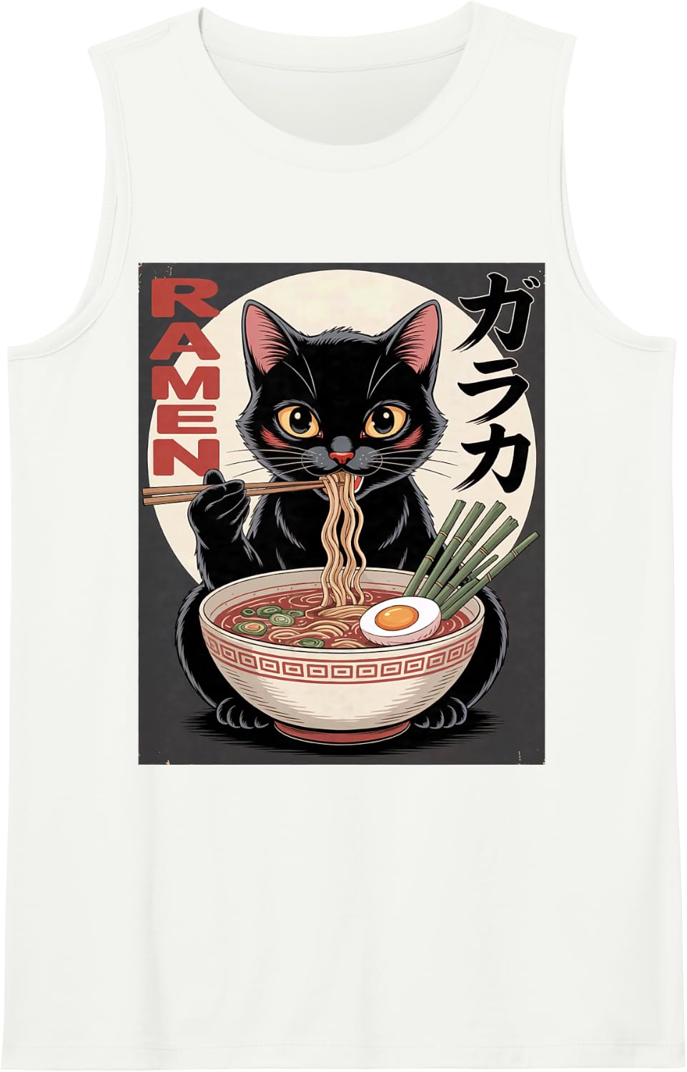 Japanese Kawaii Cat Ramen Otaku Anime Lover Boys Girls Teens Tank Top - White