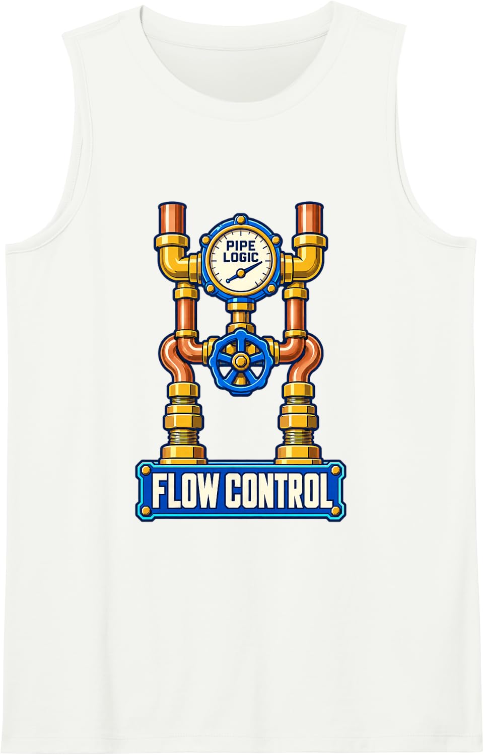 Plumbing Pipe Logic Flow Control Water Supply Systems Sleeveless Tank Top - White