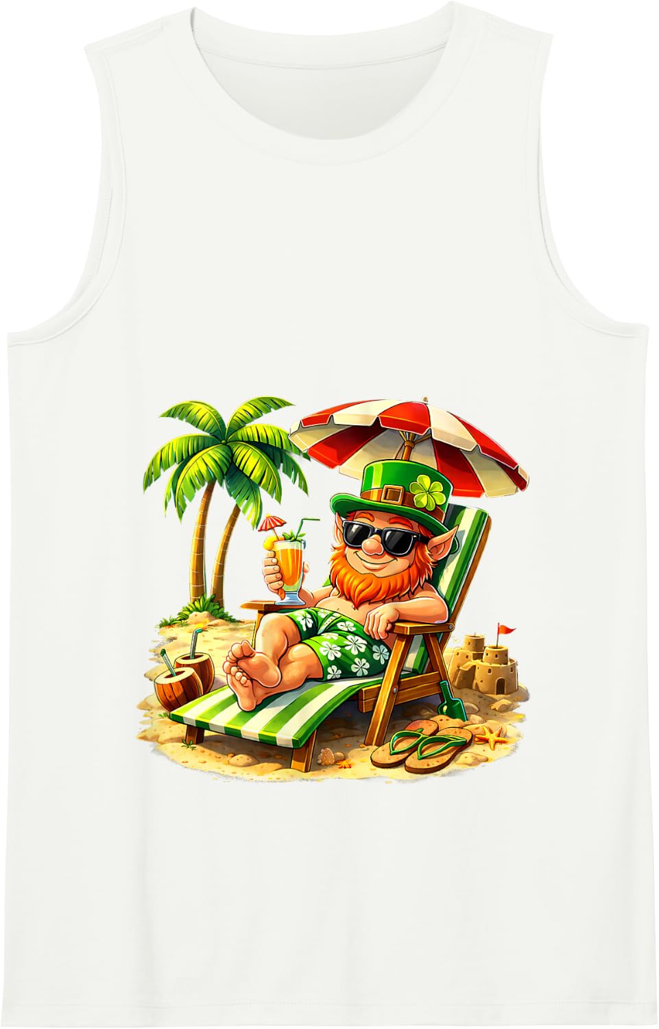Leprechaun Beach Vacation Shamrock St Patrick's Day Tank Top - White