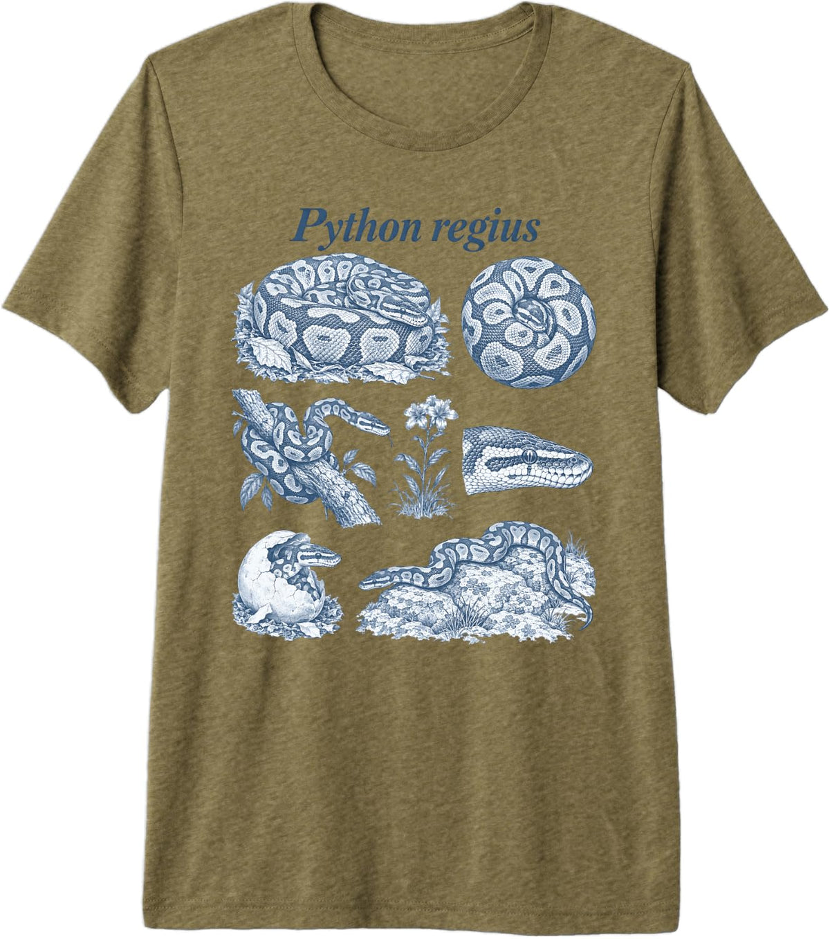 Python Regius Ball Python Snake Premium Tri-Blend T-Shirt - Olive Green