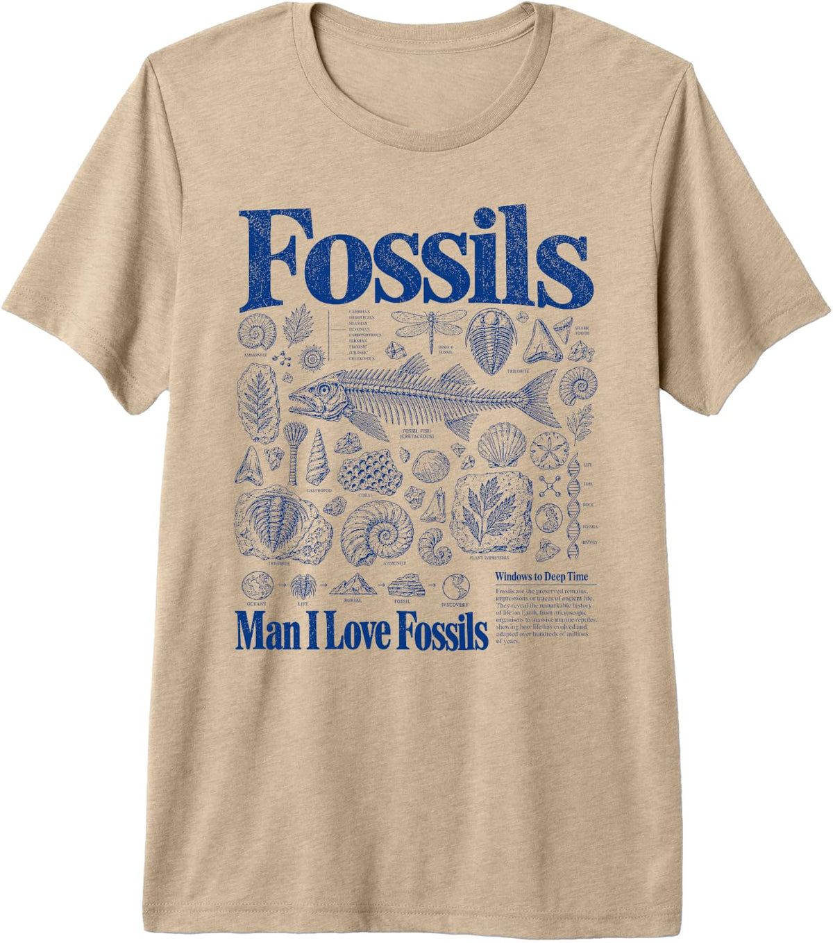 Man I Love Fossils Paleontology Geology Fossil Lover Humor Premium Tri-Blend T-Shirt - Tan