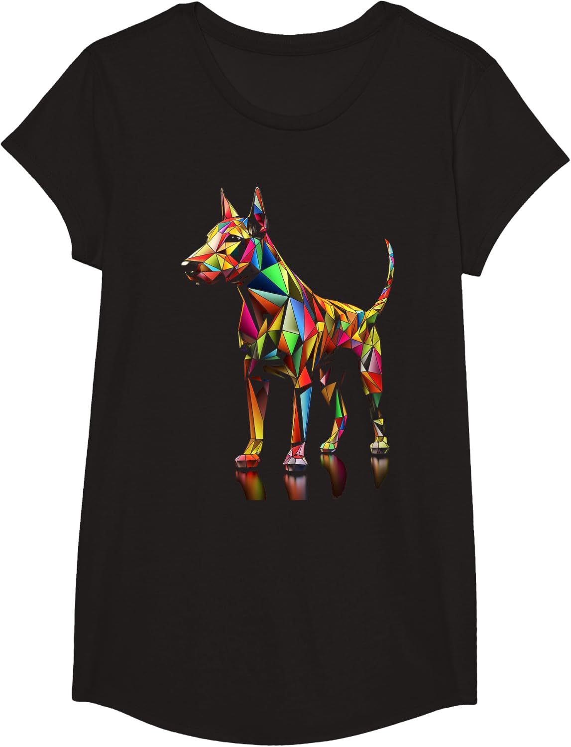 Bull Terrier Motif Pet Art Dog T-Shirt - Girls Black