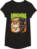 Chihuahuas Fire Lightning Bootleg Rap T-Shirt - Girls Black
