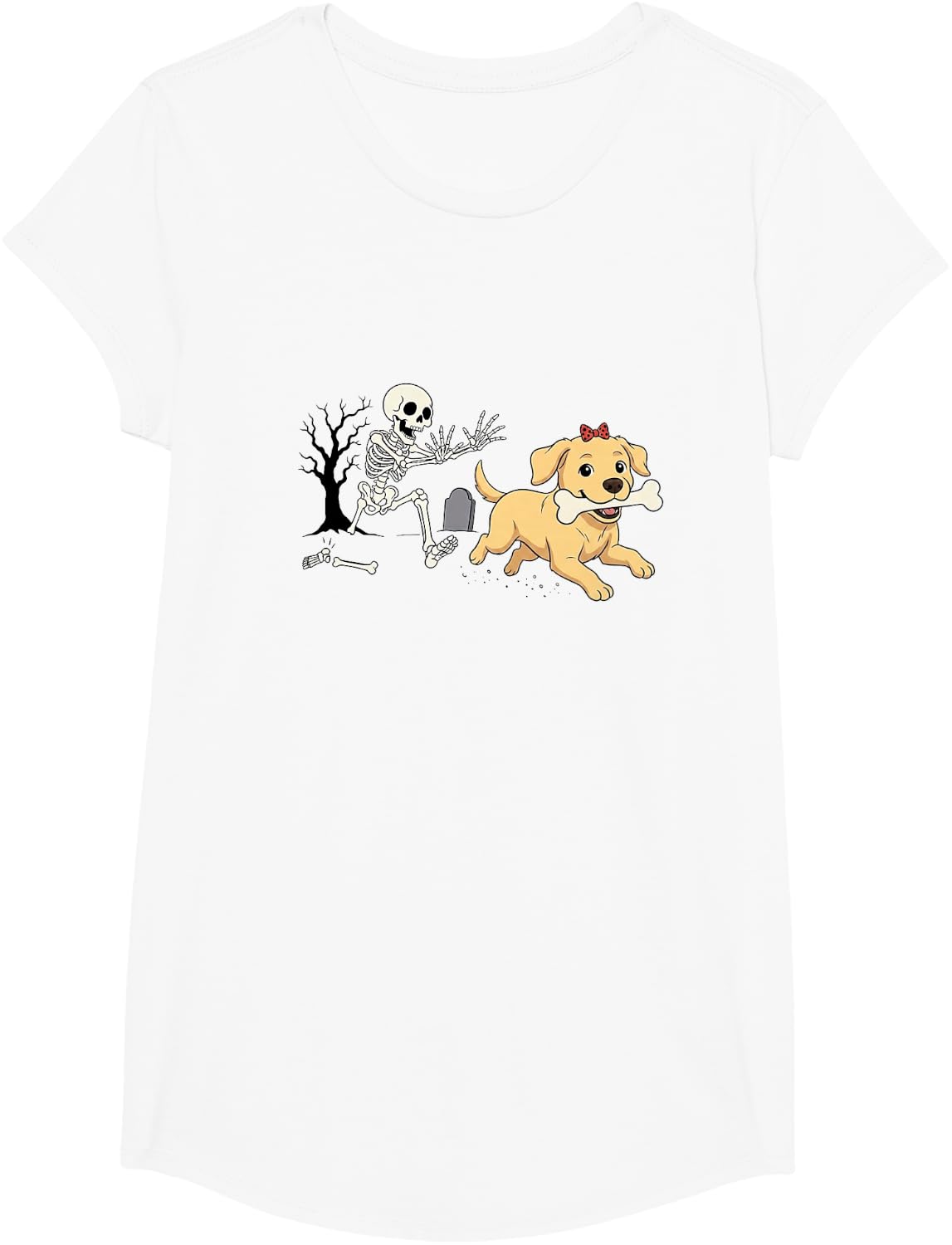 Halloween Labrador Skeleton Lab Dog Lover Spooky Season Fall T-Shirt - Girls White