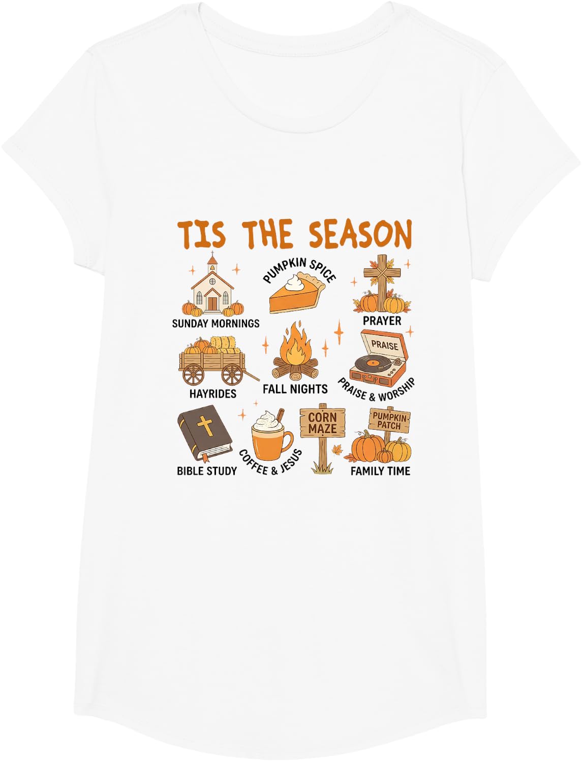 Tis The Season Fall Christian Halloween Thanksgiving Jesus T-Shirt - Girls White