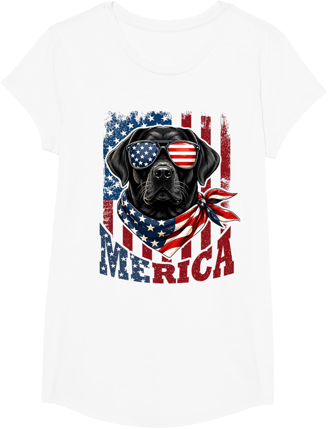 4th of July Labrador Retriever Dog Patriotic American Women T-Shirt - Girls White