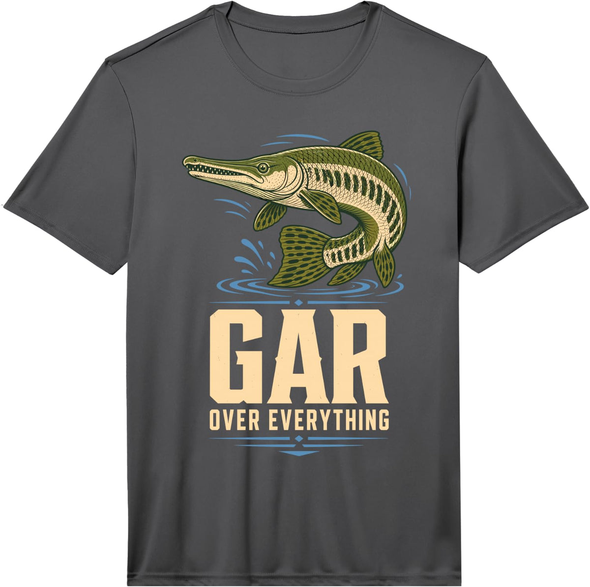 Men's Gar Over Everything Fishing Fisherman Performance T-Shirt - Asphalt Grey
