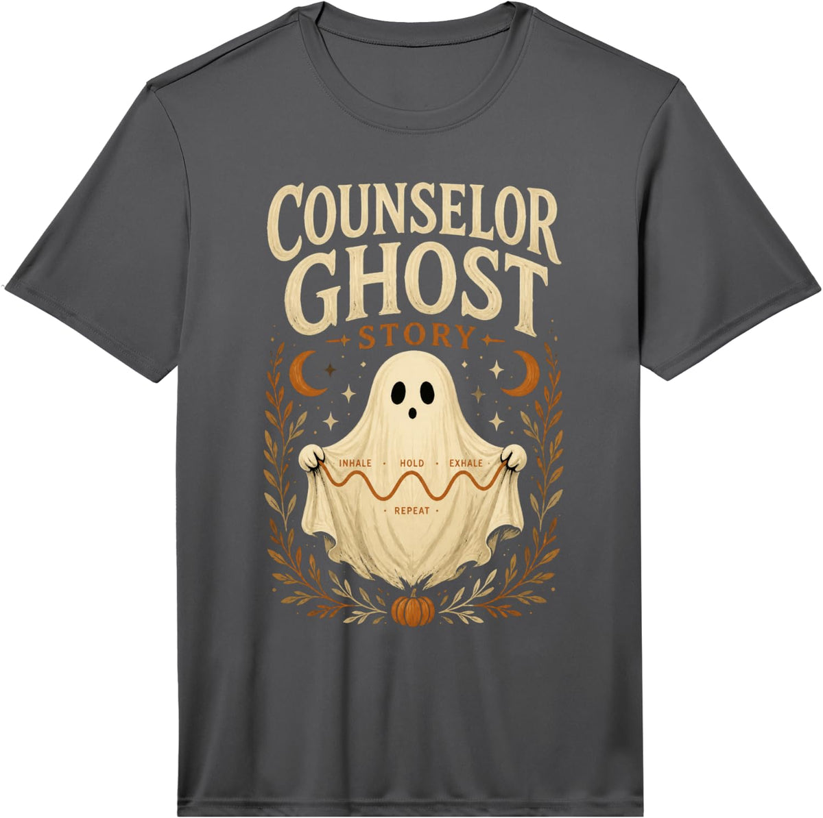 Mens Counselor Ghost School Counselor Halloween Performance T-Shirt - Asphalt Grey