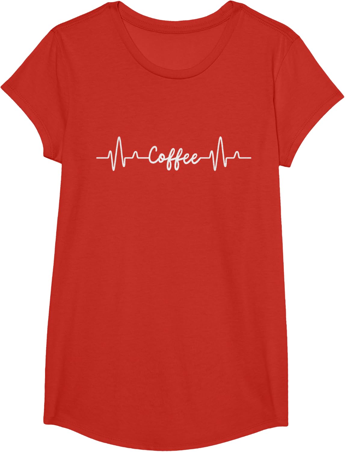 Coffee Graphic Heartbeat Coffee Lover T-Shirt - Girls Red